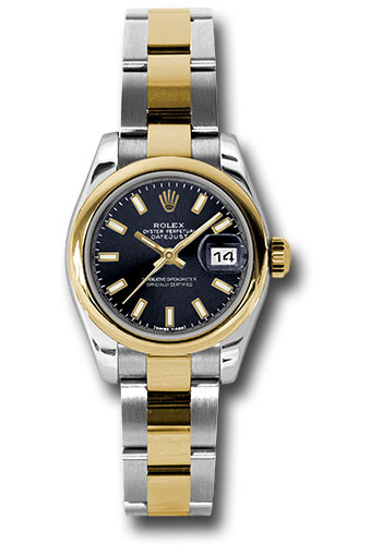 Rolex Watches - Datejust Lady - Steel and Gold Yellow Gold - Domed Bezel - Oyster - Style No: 179163 bkso