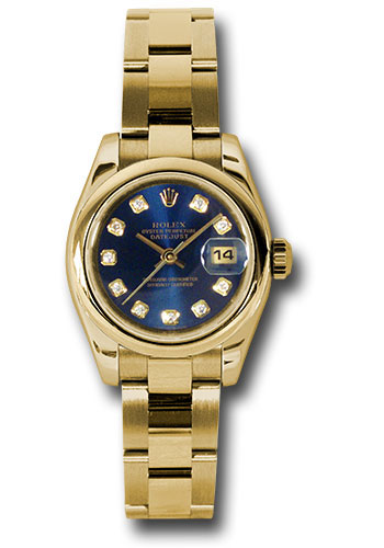 Rolex Watches - Datejust Lady - Gold President Yellow Gold - Domed Bezel - Oyster - Style No: 179168 bldo