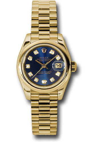 Rolex Watches - Datejust Lady - Gold President Yellow Gold - Domed Bezel - President - Style No: 179168 bldp