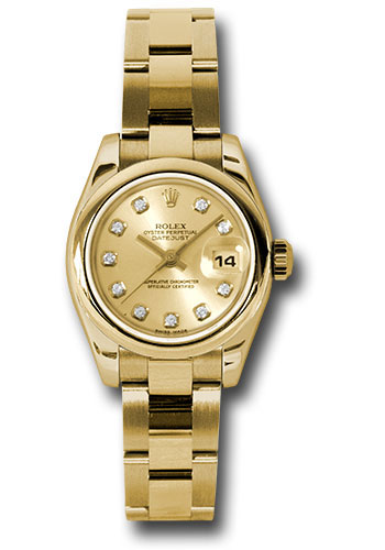 Rolex Watches - Datejust Lady - Gold President Yellow Gold - Domed Bezel - Oyster - Style No: 179168 chdo
