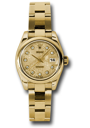 Rolex Watches - Datejust Lady - Gold President Yellow Gold - Domed Bezel - Oyster - Style No: 179168 chjdo