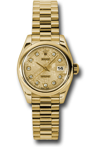 Rolex Watches - Datejust Lady - Gold President Yellow Gold - Domed Bezel - President - Style No: 179168 chjdp