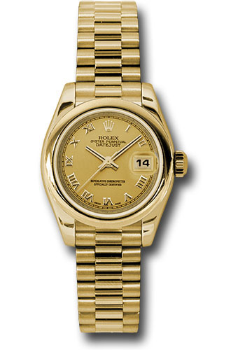 Rolex Watches - Datejust Lady - Gold President Yellow Gold - Domed Bezel - President - Style No: 179168 chrp