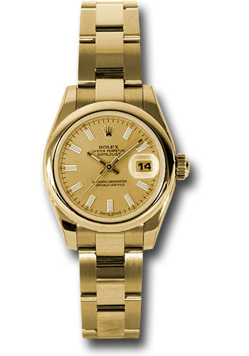 Rolex Watches - Datejust Lady - Gold President Yellow Gold - Domed Bezel - Oyster - Style No: 179168 chso