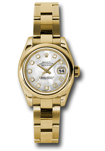 Rolex Watches - Datejust Lady - Gold President Yellow Gold - Domed Bezel - Oyster - Style No: 179168 mdo