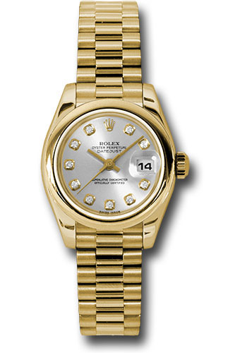 Rolex Watches - Datejust Lady - Gold President Yellow Gold - Domed Bezel - President - Style No: 179168 sdp