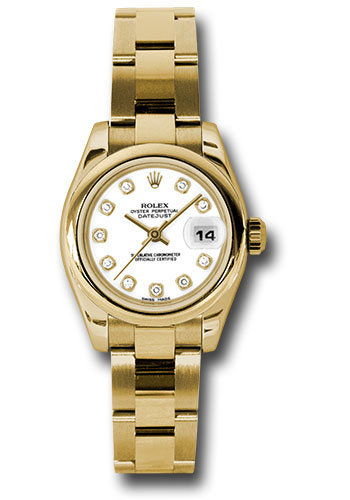 Rolex Watches - Datejust Lady - Gold President Yellow Gold - Domed Bezel - Oyster - Style No: 179168 wdo