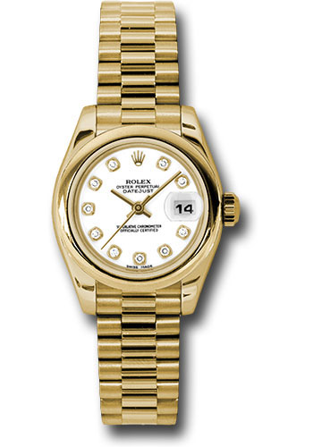 Rolex Watches - Datejust Lady - Gold President Yellow Gold - Domed Bezel - President - Style No: 179168 wdp