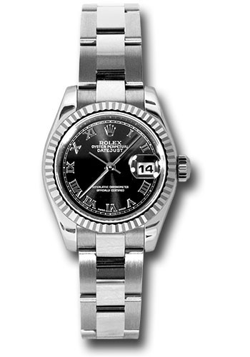 Rolex Watches - Datejust Lady - Steel Fluted Bezel - Oyster Bracelet - Style No: 179174 bkro