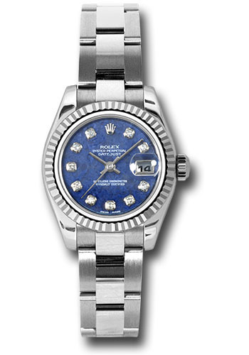 Rolex Watches - Datejust Lady - Steel Fluted Bezel - Oyster Bracelet - Style No: 179174 blsodo