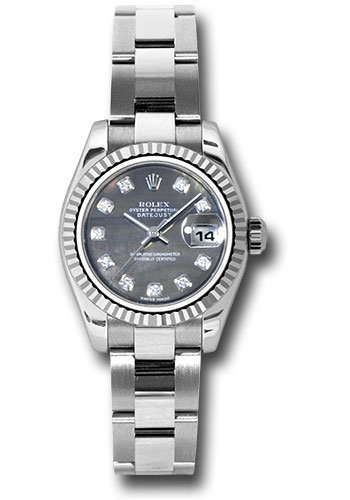 Rolex Watches - Datejust Lady - Steel Fluted Bezel - Oyster Bracelet - Style No: 179174 dkmdo