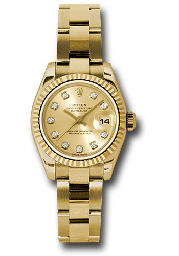 Rolex Watches - Datejust Lady - Gold President Yellow Gold - Fluted Bezel - Oyster - Style No: 179178chdo