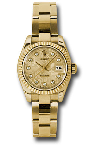 Rolex Watches - Datejust Lady - Gold President Yellow Gold - Fluted Bezel - Oyster - Style No: 179178chjdo