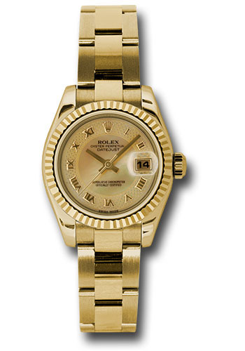 Rolex Watches - Datejust Lady - Gold President Yellow Gold - Fluted Bezel - Oyster - Style No: 179178chmdro