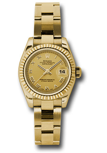 Rolex Watches - Datejust Lady - Gold President Yellow Gold - Fluted Bezel - Oyster - Style No: 179178chro