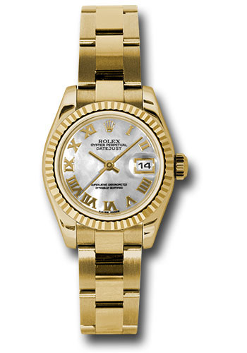 Rolex Watches - Datejust Lady - Gold President Yellow Gold - Fluted Bezel - Oyster - Style No: 179178mro