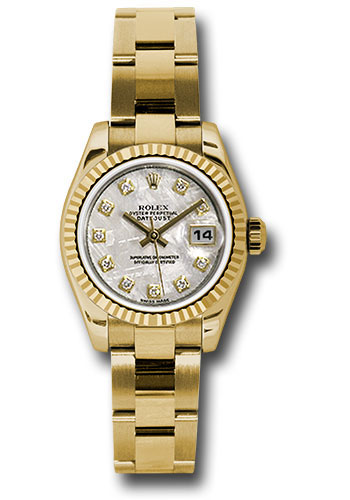 Rolex Watches - Datejust Lady - Gold President Yellow Gold - Fluted Bezel - Oyster - Style No: 179178 mtdo
