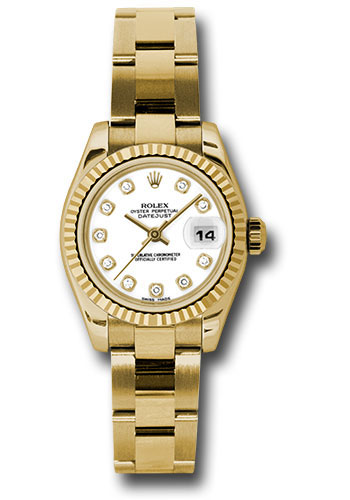 Rolex Watches - Datejust Lady - Gold President Yellow Gold - Fluted Bezel - Oyster - Style No: 179178wdo