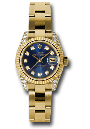 Rolex Watches - Datejust Lady - Gold President Yellow Gold - Fluted Bezel - Oyster - Style No: 179238bldo