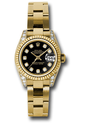 Rolex Watches - Datejust Lady - Gold President Yellow Gold - Fluted Bezel - Oyster - Style No: 179238bkdo
