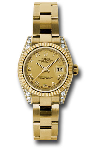 Rolex Watches - Datejust Lady - Gold President Yellow Gold - Fluted Bezel - Oyster - Style No: 179238chro