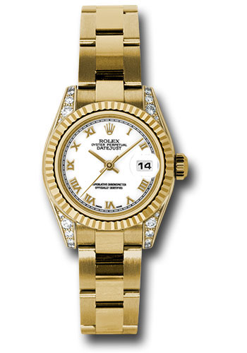 Rolex Watches - Datejust Lady - Gold President Yellow Gold - Fluted Bezel - Oyster - Style No: 179238wro