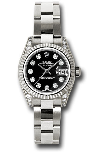 Rolex Watches - Datejust Lady - Gold President White Gold - Fluted Bezel - Oyster - Style No: 179239 bkdo