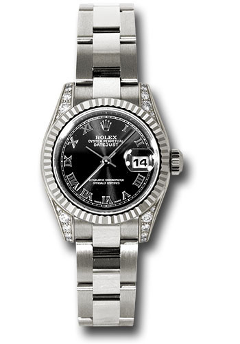 Rolex Watches - Datejust Lady - Gold President White Gold - Fluted Bezel - Oyster - Style No: 179239 bkro