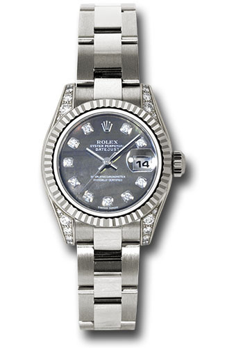 Rolex Watches - Datejust Lady - Gold President White Gold - Fluted Bezel - Oyster - Style No: 179239 dkmdo