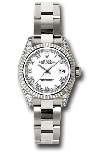 Rolex Watches - Datejust Lady - Gold President White Gold - Fluted Bezel - Oyster - Style No: 179239 wro