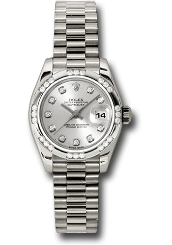 Rolex Watches - Datejust Lady - Gold President White Gold - Dia Bezel - President - Style No: 179369 sdp