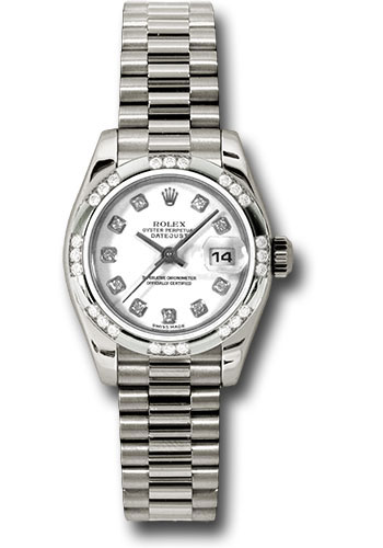 Rolex Watches - Datejust Lady - Gold President White Gold - Dia Bezel - President - Style No: 179369 wdp