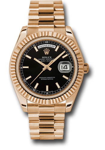 Rolex Watches - Day-Date II President Pink Gold - Fluted Bezel - Style No: 218235 bkip