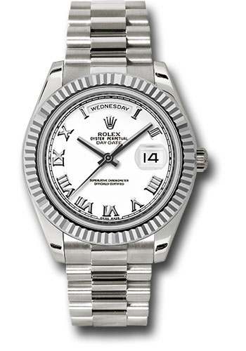 Rolex Watches - Day-Date II President White Gold - Fluted Bezel - Style No: 218239 wrp