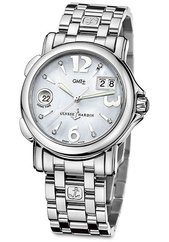 Ulysse Nardin Watches - GMT Dual Time 37mm Ladies Steel - Style No: 223-22-7/691