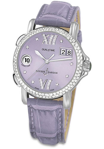 Ulysse Nardin Watches - GMT Dual Time 37mm Ladies Steel Diamond - Style No: 223-28/30-07
