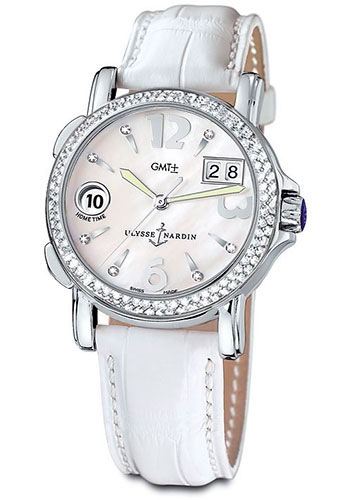 Ulysse Nardin Watches - GMT Dual Time 37mm Ladies Steel Diamond - Style No: 223-28/691
