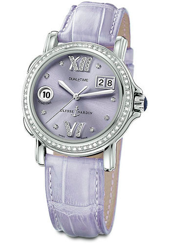 Ulysse Nardin Watches - GMT Dual Time 37mm Ladies Steel Diamond - Style No: 223-28B/30-07