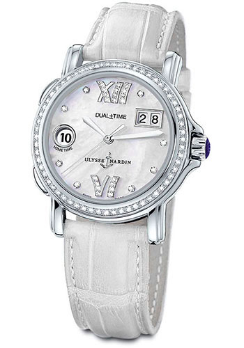 Ulysse Nardin Watches - GMT Dual Time 37mm Ladies Steel Diamond - Style No: 223-28B/391