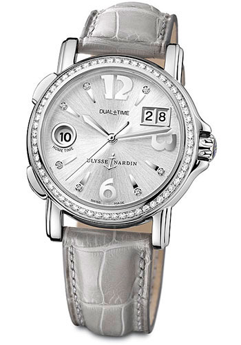 Ulysse Nardin Watches - GMT Dual Time 37mm Ladies Steel Diamond - Style No: 223-28B/60-01
