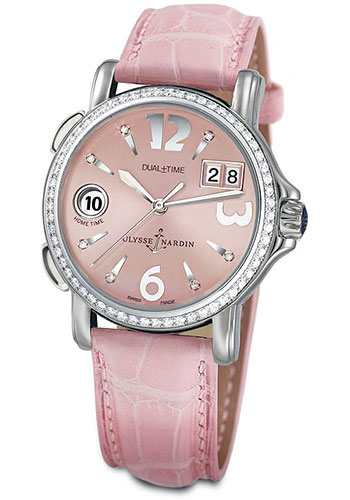 Ulysse Nardin Watches - GMT Dual Time 37mm Ladies Steel Diamond - Style No: 223-28B/60-06