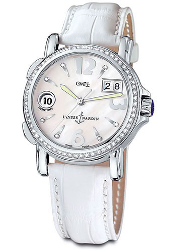 Ulysse Nardin Watches - GMT Dual Time 37mm Ladies Steel Diamond - Style No: 223-28B/691