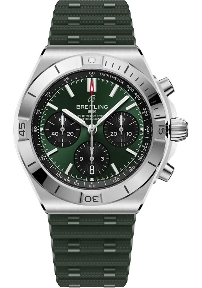 Breitling Watches - Chronomat B01 Chronograph 42 Stainless Steel - Rubber Strap - Folding Buckle - Style No: AB0158101L1S1