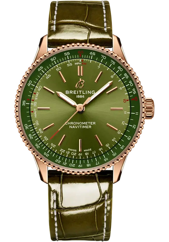 Breitling Watches - Navitimer Automatic 36mm - Red Gold - Leather Strap - Tang Buckle - Style No: R17327371L1P1