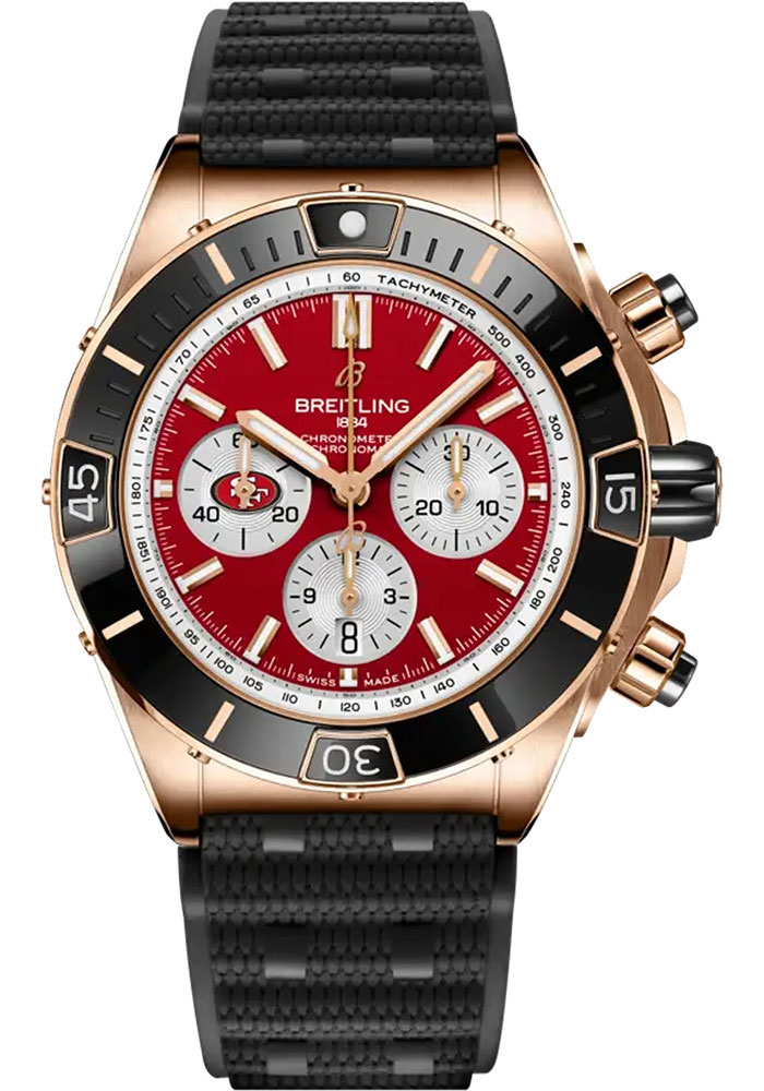 Breitling Watches - Super Chronomat B01 44 Red Gold - Rubber Strap - Folding Buckle - Style No: RB01366A1K1S1