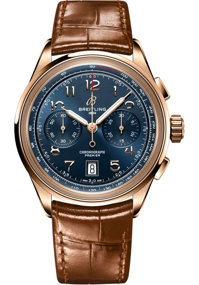 Breitling Watches - Premier B01 Chronograph 42 Red Gold - Leather Strap - Folding Buckle - Style No: RB0145171C1P1