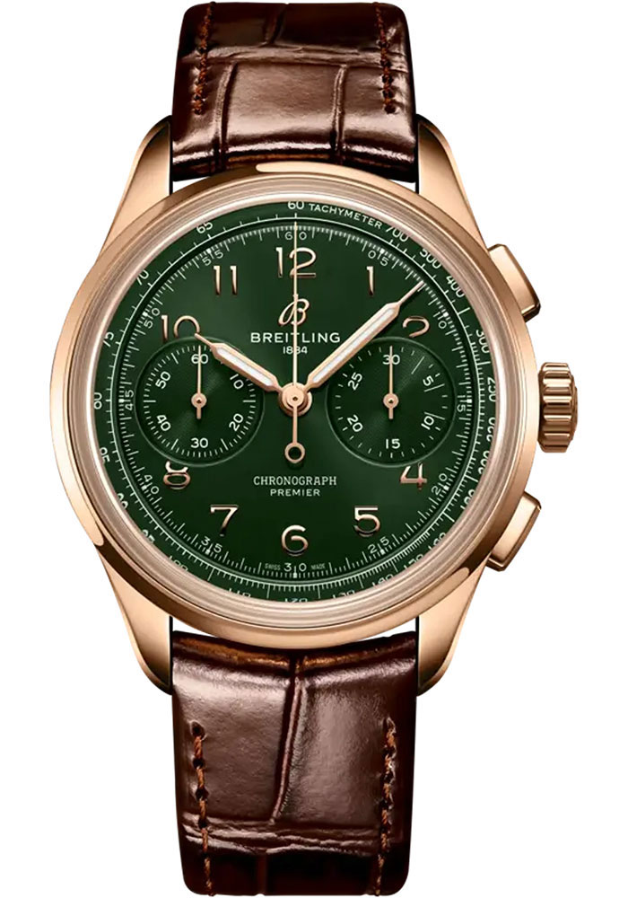 Breitling Watches - Premier B09 Chronograph 40 Red Gold - Leather Strap - Folding Buckle - Style No: RB0930361L1P1