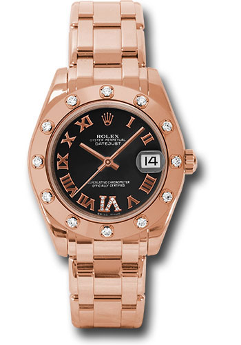 Rolex Watches - Datejust 34mm Special Edition Pink Gold Masterpiece 12 Dia Bezel - Style No: 81315 bkdr