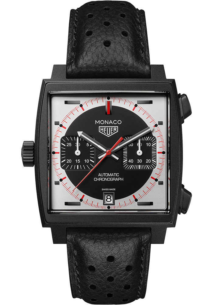 Tag Heuer Watches - Monaco Chronograph Stopwatch Automatic 39 mm - Titanium - Leather Strap - Style No: CAW218F.FC6356