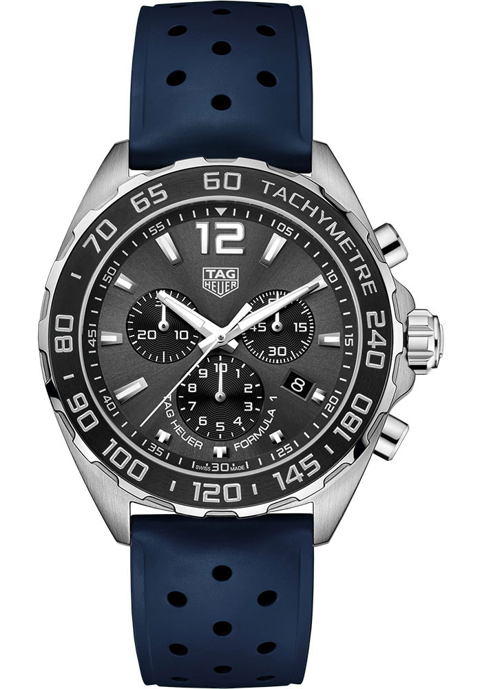 Tag Heuer Watches - Formula 1 Chronograph Quartz 43 mm - Steel - Rubber Strap - Style No: CAZ1011.FT8050
